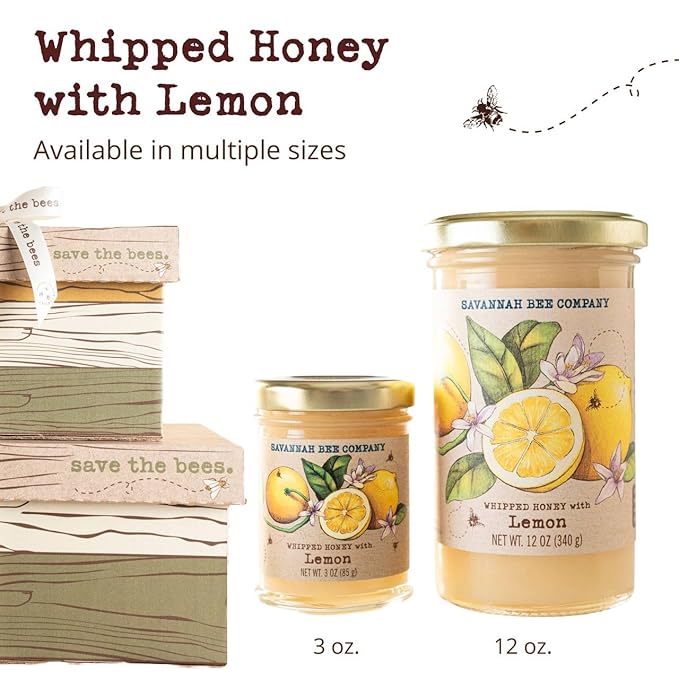 Savannah Bee Company Whipped Honey - All Natural Spreadable Honey (3 Ounce (Pack of 1), Lemon)