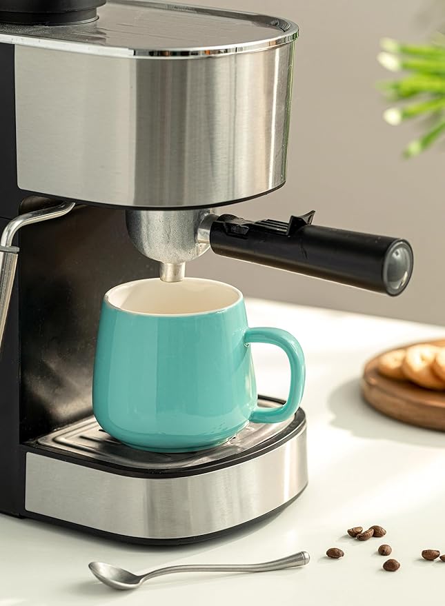 Teocera Ceramic Coffee Mug Set of 4-12 oz Coffee Mugs with Large Handles for Hot or Cold Drinks Like Latte, Cocoa, Tea or Juice - Smooth Ceramic, Dishwasher Safe, Turquoise