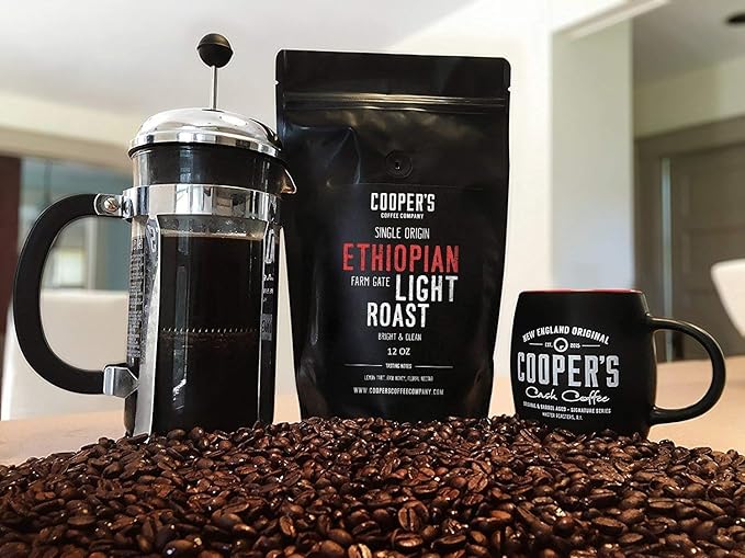 Ethiopian Bold Light Roast Grade 1, Ground Coffee, Natural Dry Processed Micro Lot, Intense Bright Bold & Aromatic Coffee - 2lb Bag