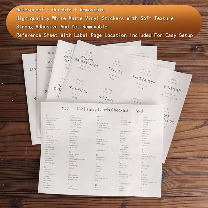 Set of 4 Square Glass Jar with Bamboo Lids and Spoons – Airtight 27 oz Borosilicate Glass Food Storage Contaienrs with 132 Kitchen Pantry Labels for Coffee, Tea, Sugar