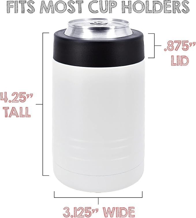 Clear Water Home Goods - 12 oz Stainless Steel Double Wall Vacuum Insulated Can or Bottle Beverage Cooler - Powder Coated White - 6 Pack