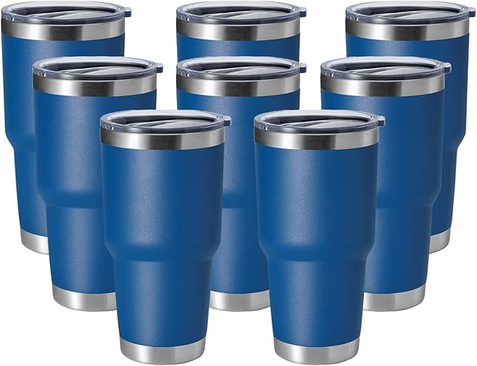 HASLE OUTFITTERS 30oz Stainless Steel Tumbler, Double Wall Vacuum Insulated Travel Mug Tumbler, Durable Insulated Coffee Mug, Gift Box Set (Midnight Blue, 8)