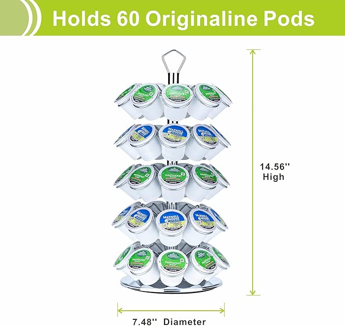 K cup Holder Storage Coffee Capsules Pod Holder Carousel 5 Tier Compatible with 45 K-Cup Pods