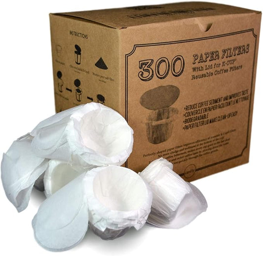 canFly Disposable K-CUP Paper filter with Lid for Keurig single cup coffer filters compatible with Ekobrew, EZ-Cup and other Reusable K-CUP Filters (300 Count)