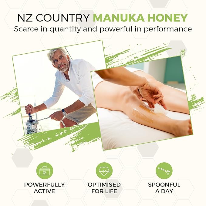 NZ Country East Cape 100% Pure Manuka Honey | Non-GMO Monofloral MGO 514+ | Therapeutic/Food Grade with Internal and External Healing Properties | Unpasteurized and Chemical-Free