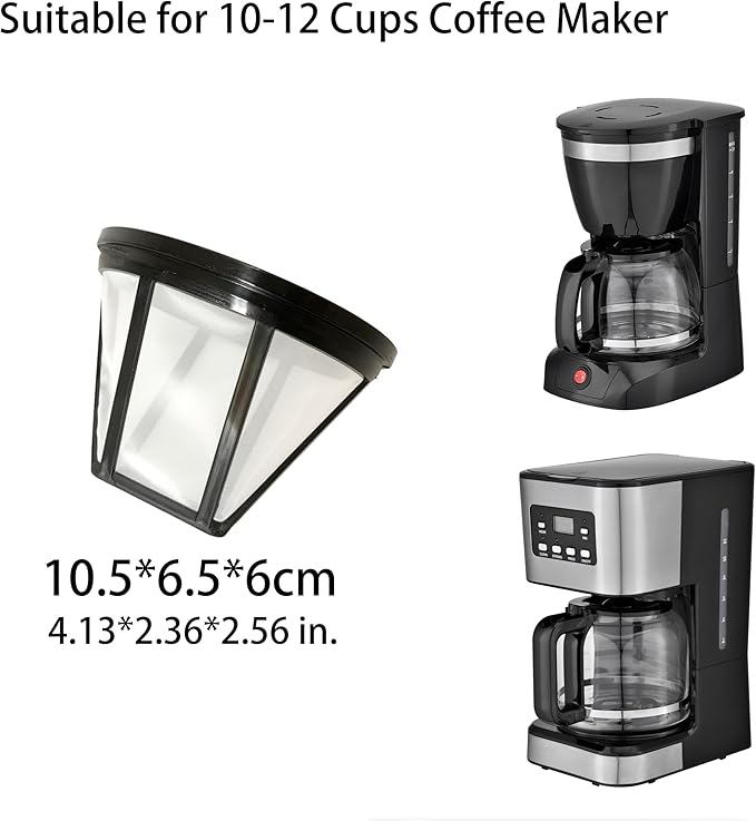 5pcs Reusable Coffee Filter With handle, for 12 Cups Drip Coffee Maker,Easy to use and clean
