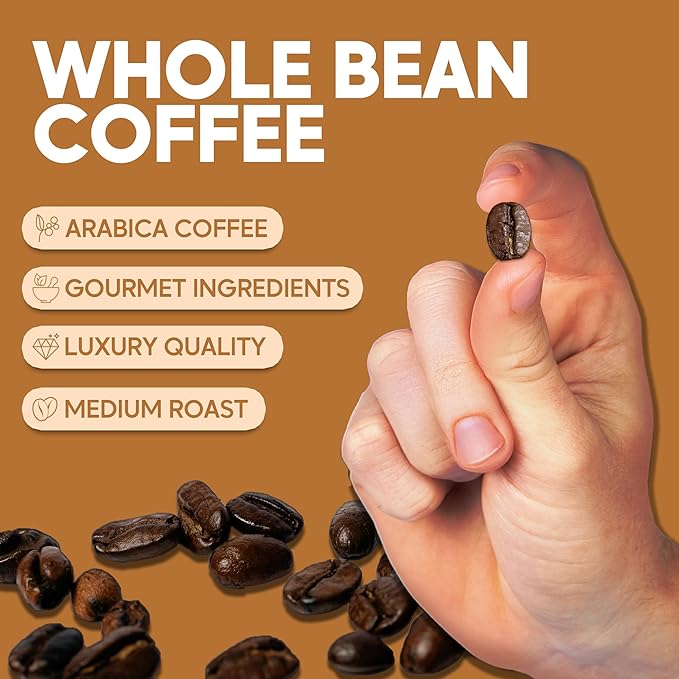 Sarasota Coffee Whole Bean Salted Caramel | Medium Roast Gourmet Flavored Coffee Beans | Low Acid, Mold Free, Specialty Grade Bulk Beans | 5lb (80 oz)