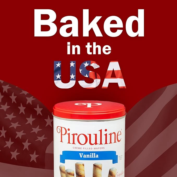 Pirouline – Vanilla Rolled Wafers – Rolled Wafer Sticks, Crème Filled Wafers, Rolled Cookies for Coffee, Tea, Ice Cream, Snacks, Parties, Gifts, and More – 14.1oz Tin 6 Pack