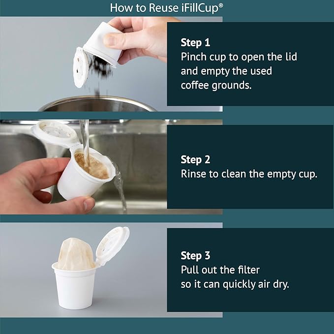 iFillCup Refillable K Cups - Hold 50% More Coffee for Richer Larger Brew, Universal K Cup Brewer Compatibility, Gold Medal Champion Sponsor, Reusable up to 5 Times | 240 Pack White