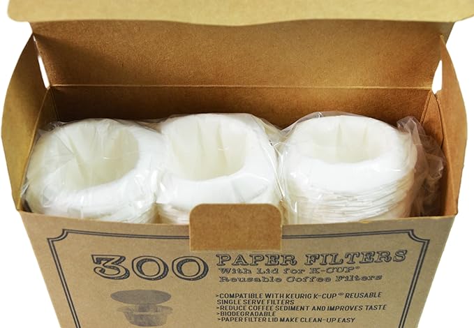 canFly Disposable K-CUP Paper filter with Lid for Keurig single cup coffer filters compatible with Ekobrew, EZ-Cup and other Reusable K-CUP Filters (300 Count)