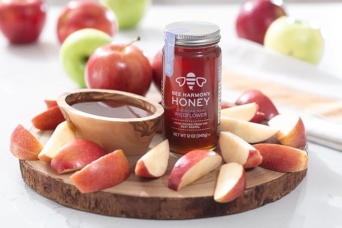 Bee Harmony American Raw Wildflower Honey, 12 OZ (Pack of 2 Jars)