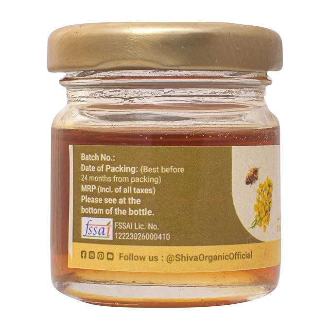 Shiva Organic Ginger Infused Honey - 100% Natural and Pure Organic Honey - GMP Certified-1.76 Ounces (50g)