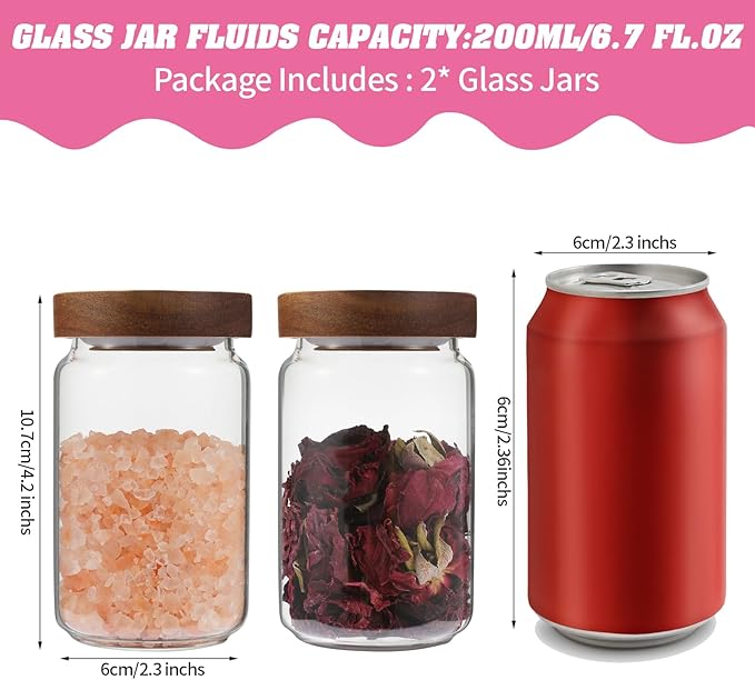 Small Glass Jar with Lids Thicken Glass Coffee Storage Canister Borosilicate Glass Food Containers Bottle for Spice Ground Nut Pasta Sugar Candy Tea (6.7oz（200ml)-1 PACK