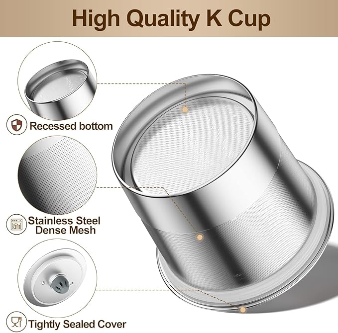 RETHONE Reusable K Cup for Keurig: Stainless Steel K Cup Coffee Pods Compatible with Keurig 1.0 & 2.0 Coffee Makers Machine, BPA-Free Refillable Coffee Filters with Tight Seal, Easy to Clean