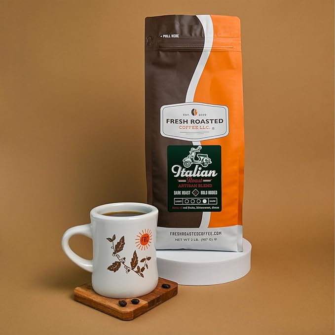 Fresh Roasted Coffee, Italian Roast, 2 lb (32 oz), Dark, Kosher, Ground
