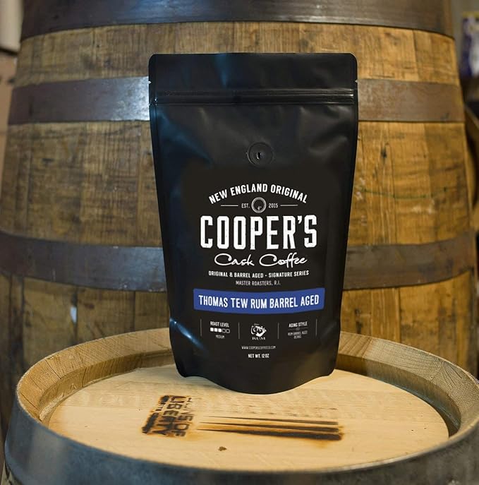 Rum Barrel Aged Coffee - Single Origin Rwanda Coffee Beans Aged in Thomas Tew RUM Barrels - 5lb Bags, Ground Coffee