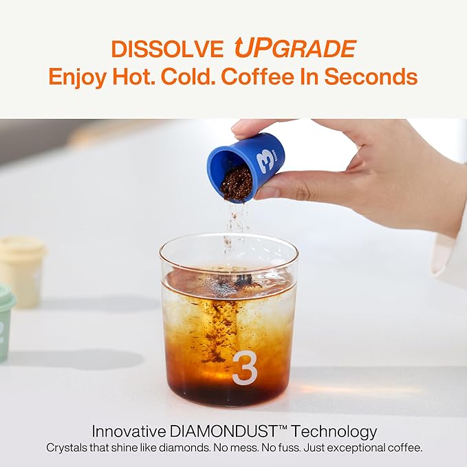 SATURNBIRD Coffee Instant Cold Brew, Light-Medium Roast, Woody & Smooth Blend of 100% Specialty Arabica, Enjoy Hot or Cold, Freeze Dried Iced Coffee, 24 Single Servings for Home, Travel, Office (NO.2)