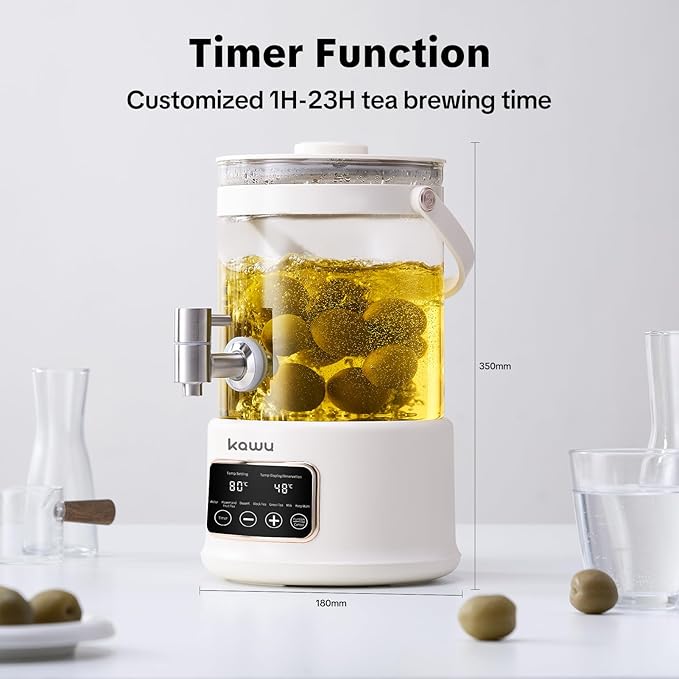 Kawu Electric Kettle, 2.5L Health Pot with Temperature Control, 7-in-1 Multi-function Glass Electric Kettle, Built-In Timer, Keep Warm, Touch Control Smart Tea Maker for Soup, Porridge, Herbal Tea