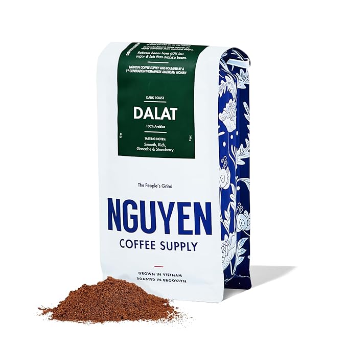Nguyen Coffee Supply - Dalat Arabica: Dark Roast Premium Ground Coffee Beans, Vietnamese Single Origin, Direct Trade, Roasted in Brooklyn [12 oz Bag]