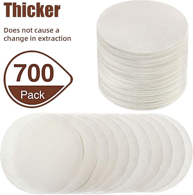 Outus 2 Pack 700 Count Coffee Filter Paper Replacement Filters with Filter Holder Round Disposable Paper Filters for DIY Coffee Compatible with the Aeropress Coffee and Espresso Maker (White)