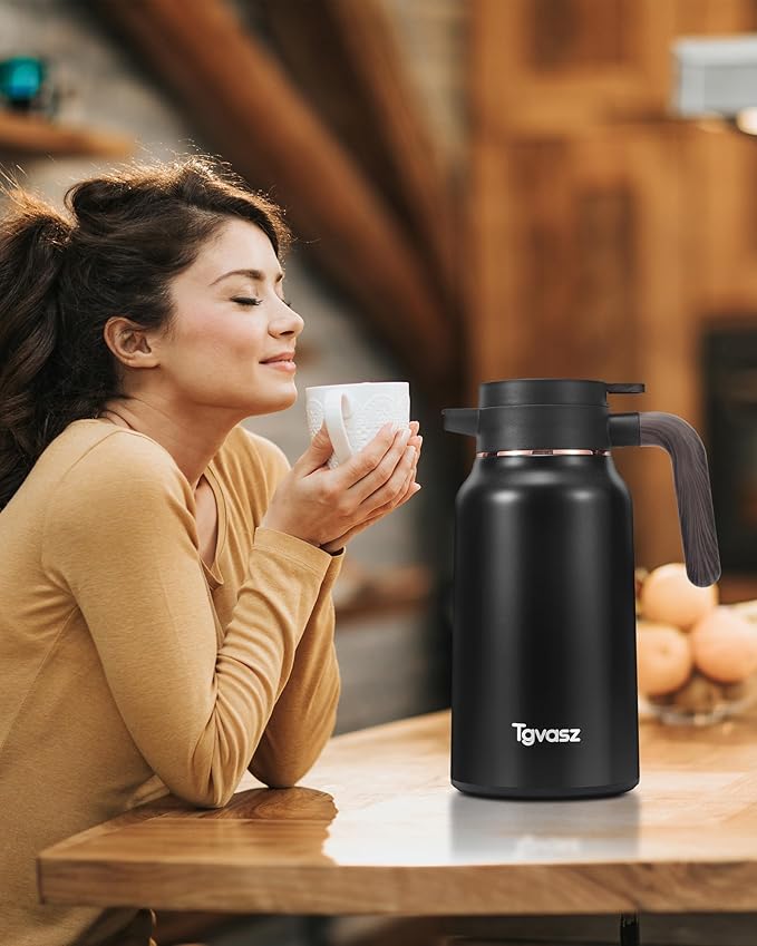 70 Oz Carafes for Hot Liquid, Stainless Steel Insulated Vacuum Thermal Coffee Carafes For Keeping Hot, 2.1 Liter Coffee Dispenser(silver)