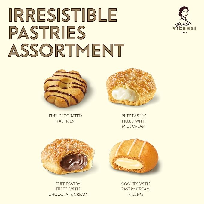Matilde Vicenzi Verona Gift Tin - Assortment of Italian Pastries and Cookies - Gourmet Gifts For Thanksgiving & Christmas - Assorted Cookies in Italian Design Tin 32oz (907g)