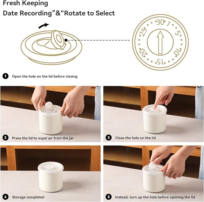 Sweejar Ceramic Food Storage Jar, Salt Container with Airtight Plastic Lid & Date Tracker, 28 Oz Kitchen Canisters for Flour, Rice, Sugar, Coffee, Spices, Pantry Organization (White)