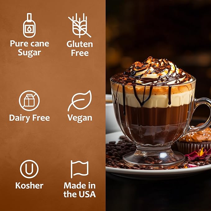 Syruvia Cupcake Coffee Syrup - 25.4 fl oz - Kosher Syrups, Gluten Free, No Coloring, Perfect for Drinks, Soda, Shakes, Desserts, and More With Pump