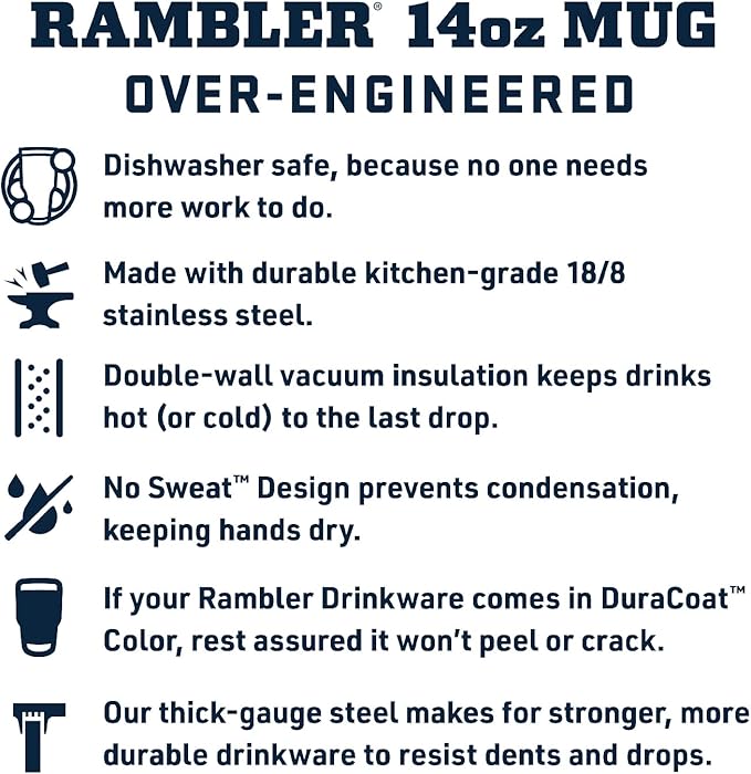 YETI Rambler 14 oz Mug, Vacuum Insulated, Stainless Steel with MagSlider Lid, Stainless