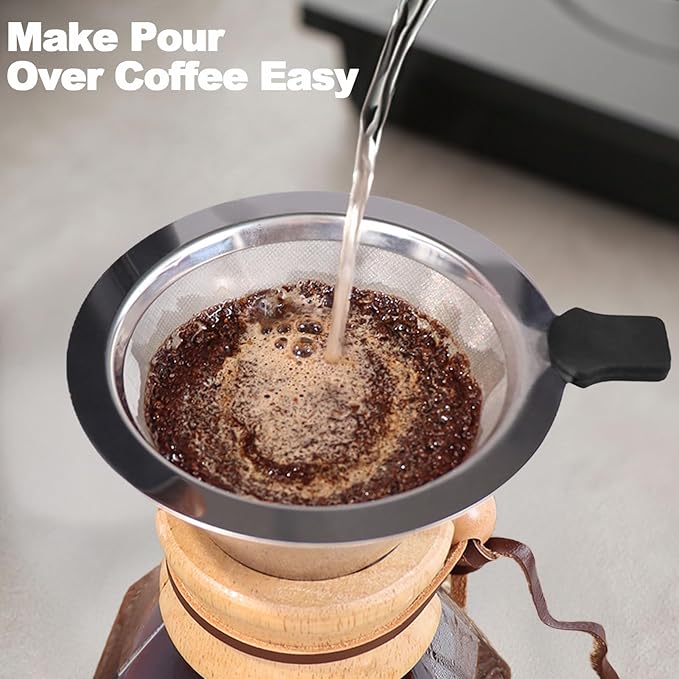 Pour Over Coffee Pot Set 800ml Features 304 Stainless Steel Filter Glass Coffee Pot with High Borosilicate Glass Duckbill Spout Design Solid Wood Handle Pour Over Coffee Drippers Daily Brewing
