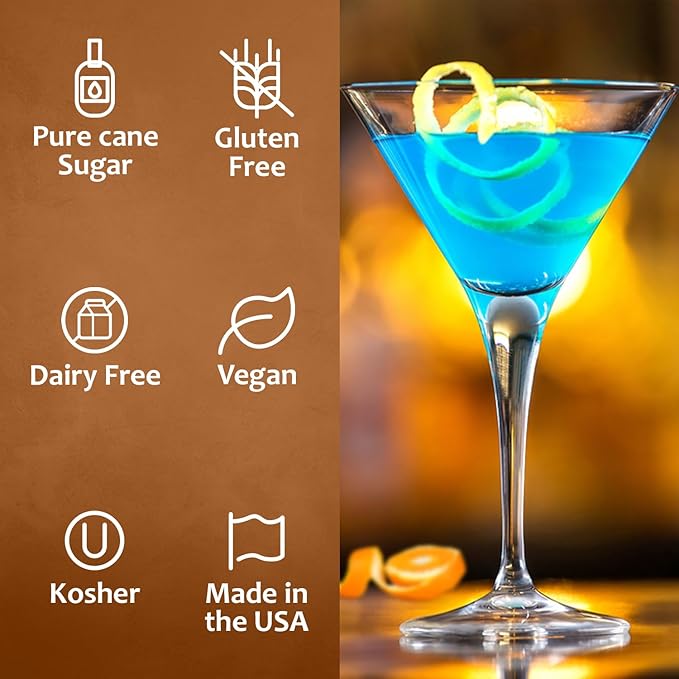 Syruvia Blue Curacao Syrup, Flavored Syrup for Cocktails, Drinks, Lemonades, Iced Teas, and Desserts – 25.4 fl oz, With Pump