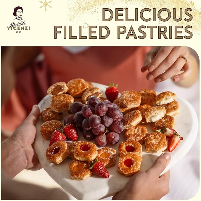 Matilde Vicenzi Millefoglie D'Italia Fine Selection of Italian Pastries - Gourmet Gifts For Thanksgiving, Christmas - Assortment of Vanilla, Apricot, Chocolate, & Raspberry Cookies - 13.76 oz (390g)