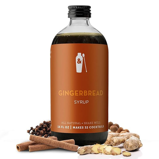Shaker & Spoon Gingerbread Cocktail Syrup, 16 oz Cinnamon, Ginger & Demerara Sugar Flavored Syrups for Drinks, Coffee Syrup, Vegan Cocktail Mixers, Gingerbread Latte, Teas, Mocktails, Non Alcoholic Drinks