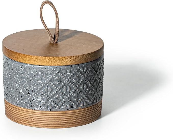 Small Ceramic Jar with Lid, Coffee Container Kitchen Food Storage Jars for Sugar Tea Bag, Stackable Decorative Spice Jars for Countertop Coffee Bar Accessories- Gray & 5 fl.oz