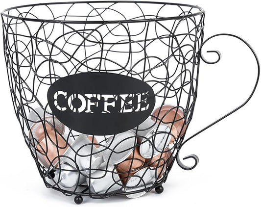 Coffee Pod Holder, Super Large Capacity Capsule Basket for KCup, XL Metal K Cup Storage,Coffee Bar Organizer for Kitchen Dinning Room Office Home Cafe Hotel (Black)