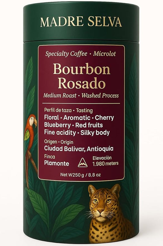 Colombian Specialty Pink Bourbon Coffee Whole Bean Medium Roast Arabica Gourmet Fresh Roasted Single Origin Premium Low Acid Exotic Notes Rich Aroma Smooth Flavor High Altitude Gift Ready 8.8oz 250g