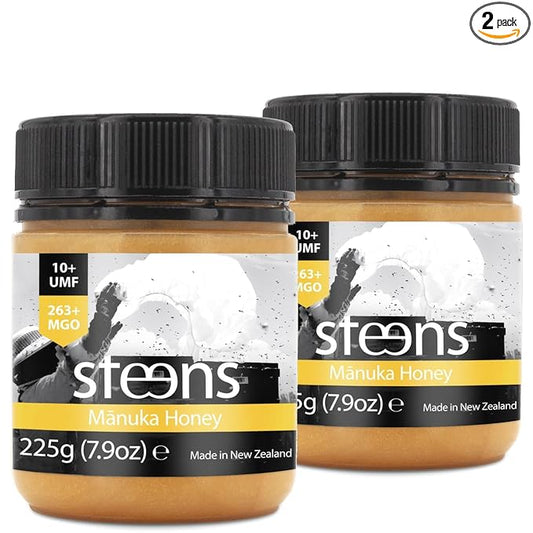 Steens Manuka Honey - MGO 263+ - Pure & Raw 100% Certified UMF 10+ Manuka Honey - Bottled and Sealed in New Zealand - 2x 7.9 oz Jar (UMF 10+, 7.9 oz (Pack of 2))