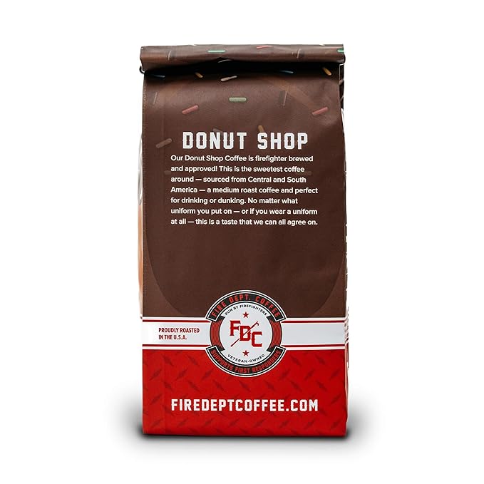 Fire Department Coffee - Gives Back to Firefighters - Sweet & Smooth Donut Shop Ground Coffee - Medium Roast - Roasted in the USA - Veteran Owned - 12 oz