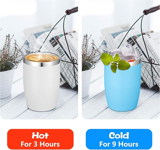 VEGOND Stainless Steel 12 oz Tumblers bulk Vacuum Insulated Double Wall Travel Tumbler with Lid and Straw Reusable Tumbler,Sky Blue 6 pack