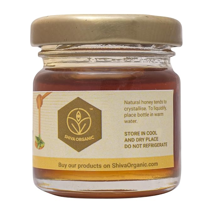 Shiva Organic Tulsi (Holy Basil) Infused Honey - 100% Natural and Pure Organic Honey - GMP Certified 1.76 Ounces (50g))