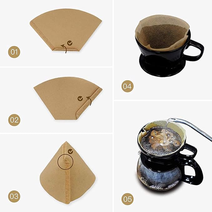 #4 Cone Coffee Filter 8-12 cup, Unbleached Natural Paper, No Blowout, Disposable for Pour Over and Drip Coffee Maker, 100 Count