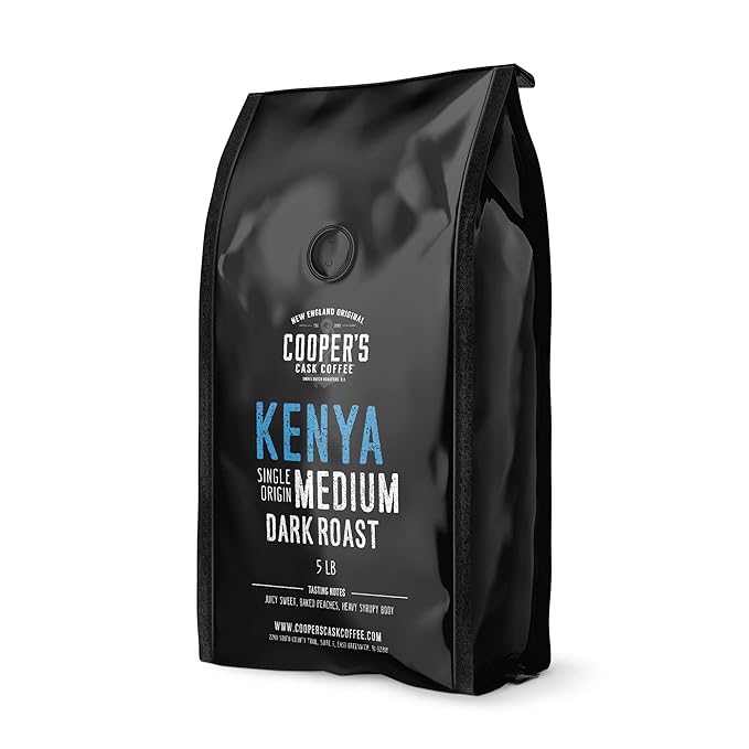 Kenya AA Medium-Dark Roast Coffee Beans, Single Origin Whole Bean or Ground Coffee, Gourmet Coffee - 5lb Bag