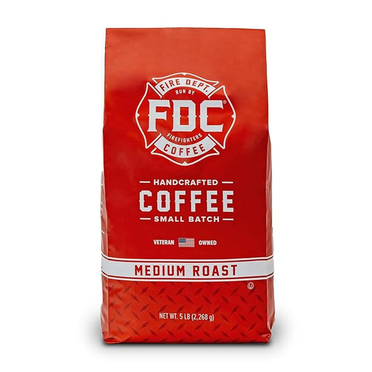 Fire Department Coffee - Gives Back to Firefighters - Balanced & Smooth Original Medium Roast Coffee Beans - Roasted in the USA - Whole Bean - Veteran Owned - Bulk 5 LB