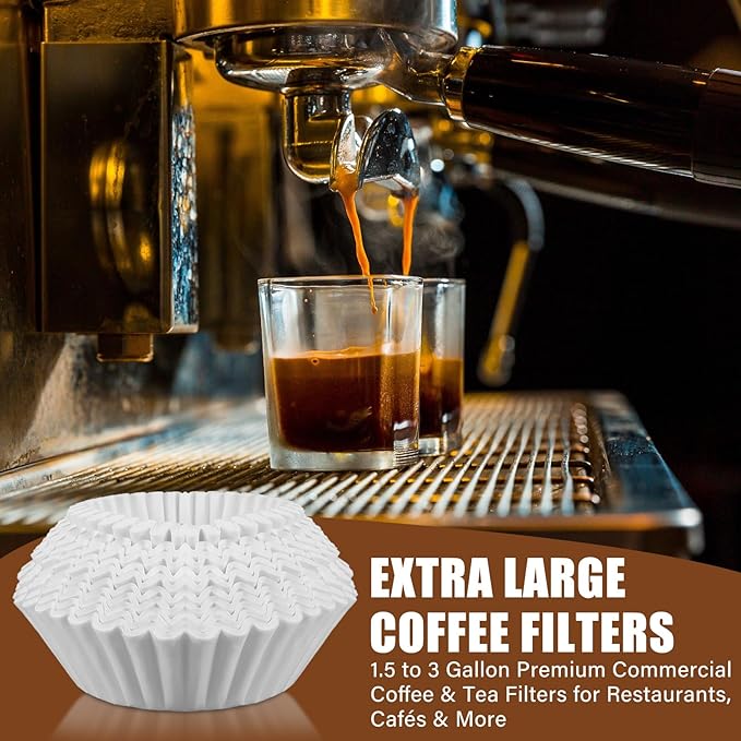500 Pcs Extra Large Coffee Filters Disposable White Commercial Paper Filters for Coffee Brewing, Restaurants, Large Brewers, No Overflow, No Tearing(15in X 5-1/2in)