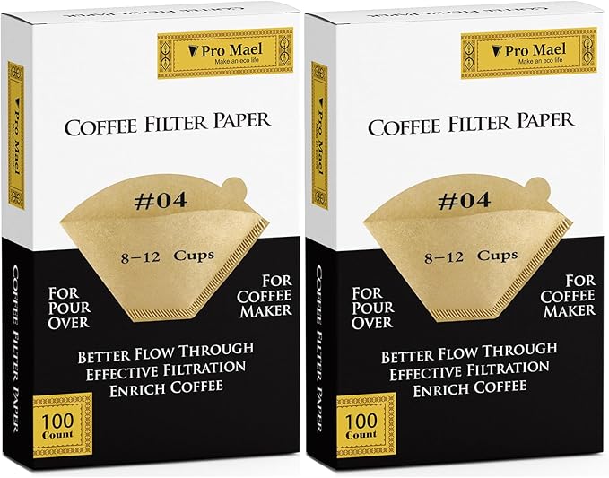 Pro Mael Cone Coffee Filters #4, Number 4 Coffee Filter 8-12 Cup for Drip Coffee Maker, Unbleached Natural (200, #4)