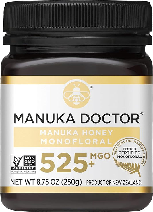 Manuka Doctor - MGO 525+ Manuka Honey Monofloral, 100% Pure New Zealand Honey. Certified. Guaranteed. Raw. Non-GMO (8.75 oz)