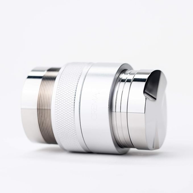 CREMA Coffee Products 46mm Hand Tamper & Coffee Distributor V2 | Compatible with Flair Pro and Pro 2 Portafilter | Double-Sided, Adjustable Depth Tool|Made with Durable 304 Stainless Steel| Silver