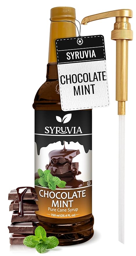 Syruvia Holiday Syrup Chocolate Mint - 25.4oz - Flavor Holiday Gift Set, Gluten-Free, Kosher With Pump
