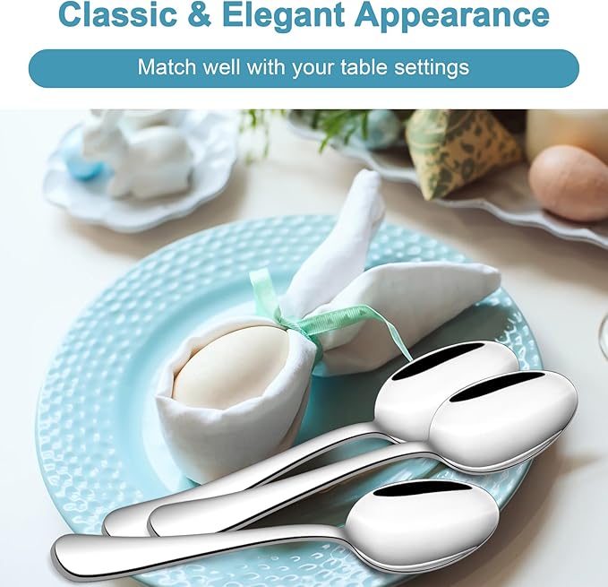 TeamFar Teaspoon Set of 12, 6.7 Inch Stainless Steel Mini Tea Spoons, Small Spoon Silverware for Coffee Tea Soup Dessert, Non-Toxic & Heavy Duty, Mirror Polished & Dishwasher Safe