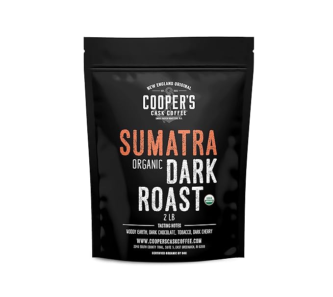 Organic Dark Roast Sumatra, Ground Coffee, Single Origin Grade 1 Premium Coffee - 2lb Bag